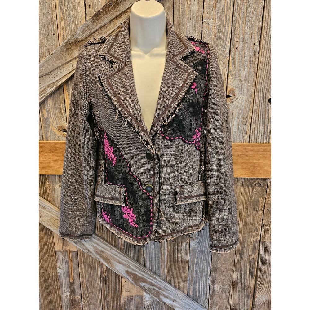 Anthropologie odille size small S wool blend blazer whimsigoth goth lined EUC